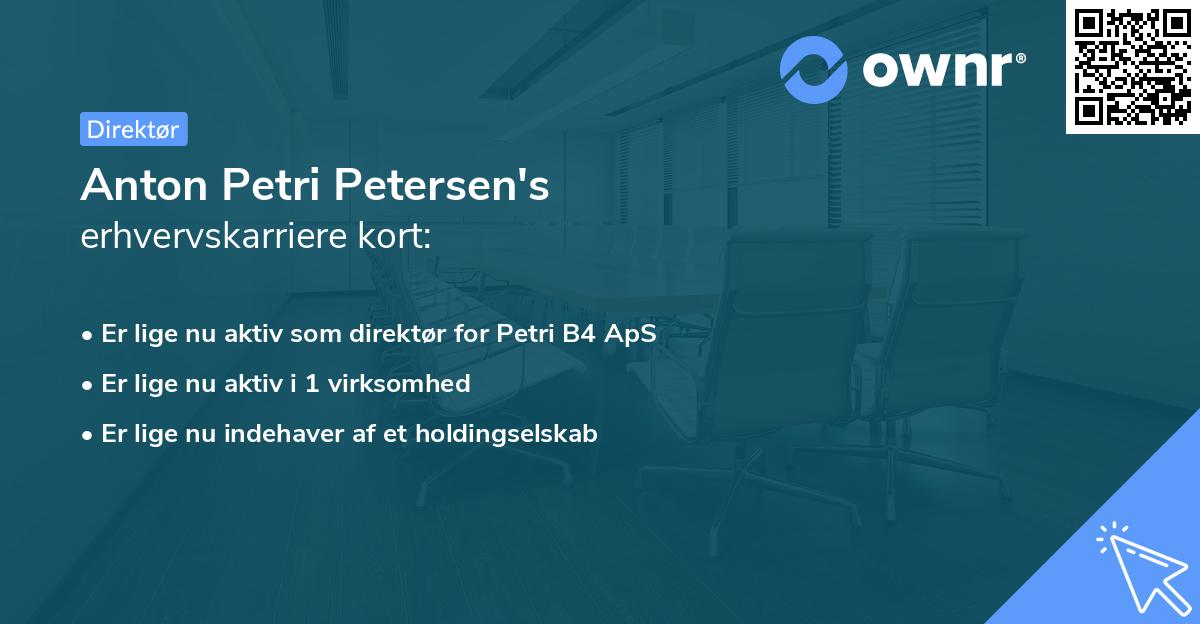 Anton Petri Petersen's erhvervskarriere kort