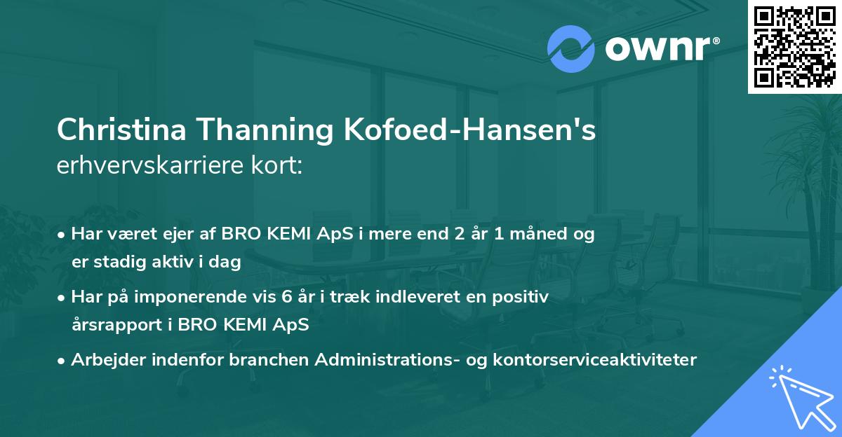 Christina Thanning Kofoed-Hansen's erhvervskarriere kort