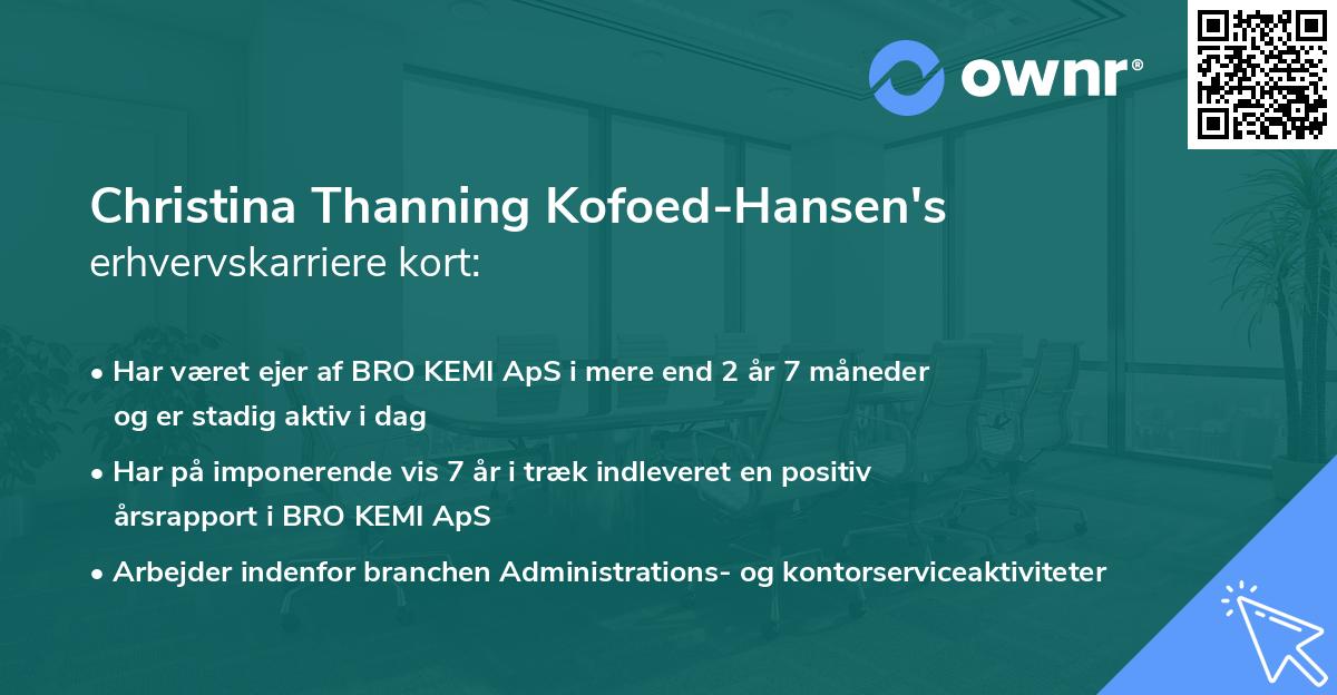Christina Thanning Kofoed-Hansen's erhvervskarriere kort