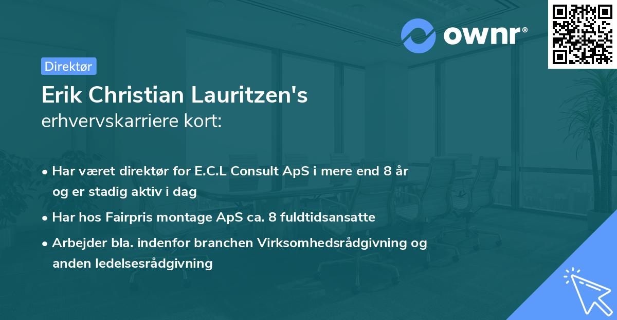 Erik Christian Lauritzen's erhvervskarriere kort