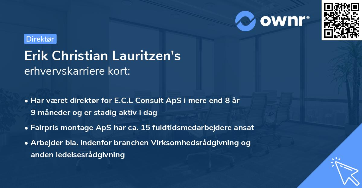 Erik Christian Lauritzen's erhvervskarriere kort
