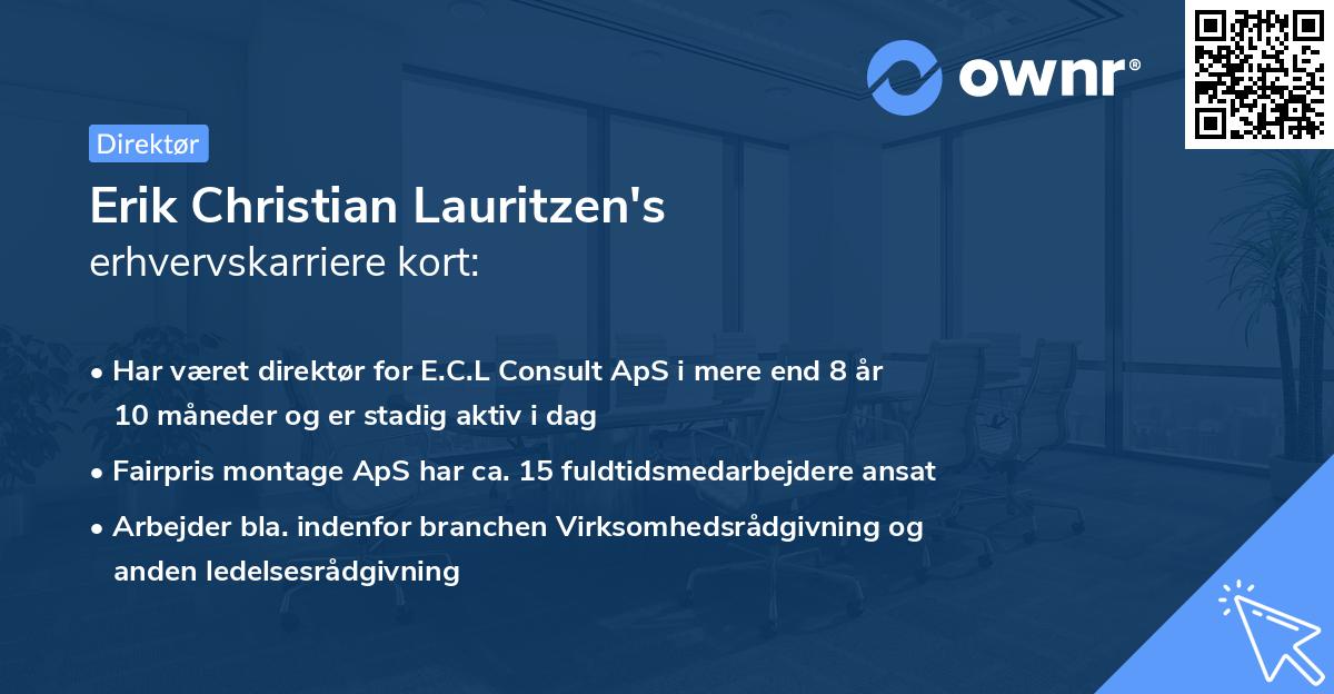 Erik Christian Lauritzen's erhvervskarriere kort