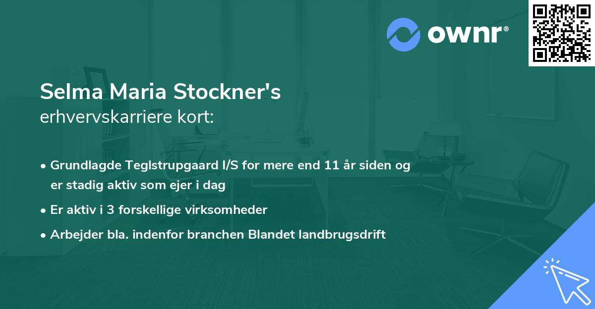Selma Maria Stockner's erhvervskarriere kort