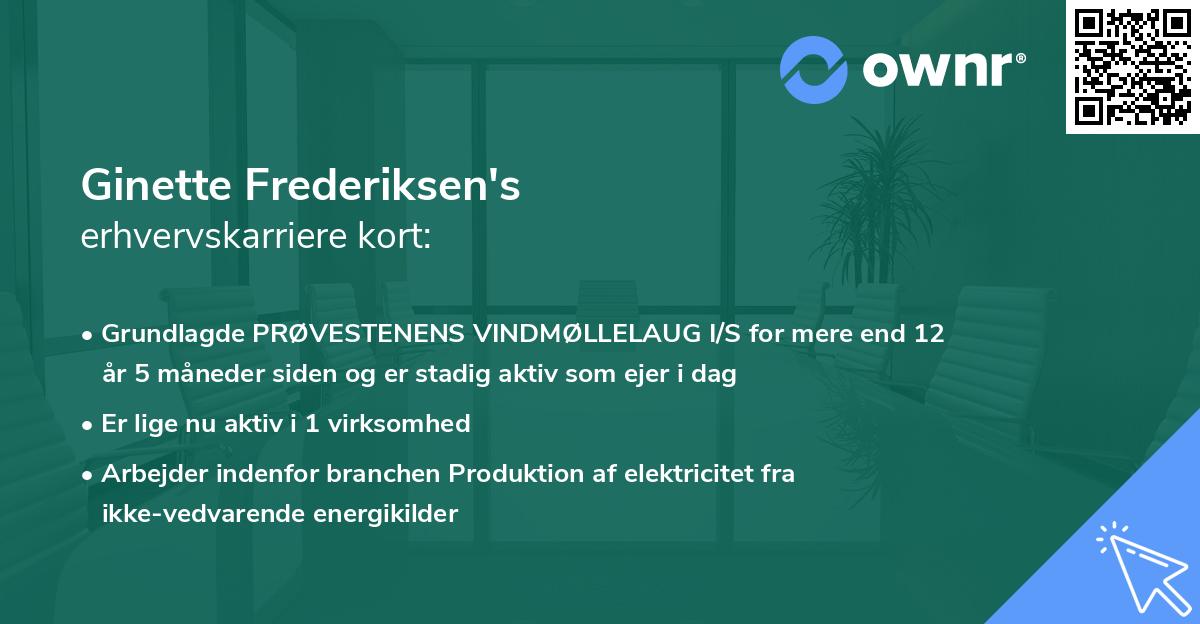 Ginette Frederiksen's erhvervskarriere kort