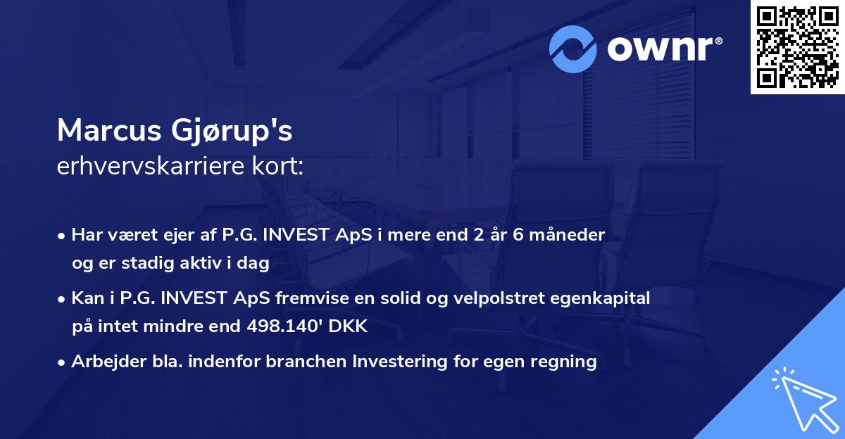 Marcus Gjørup's erhvervskarriere kort