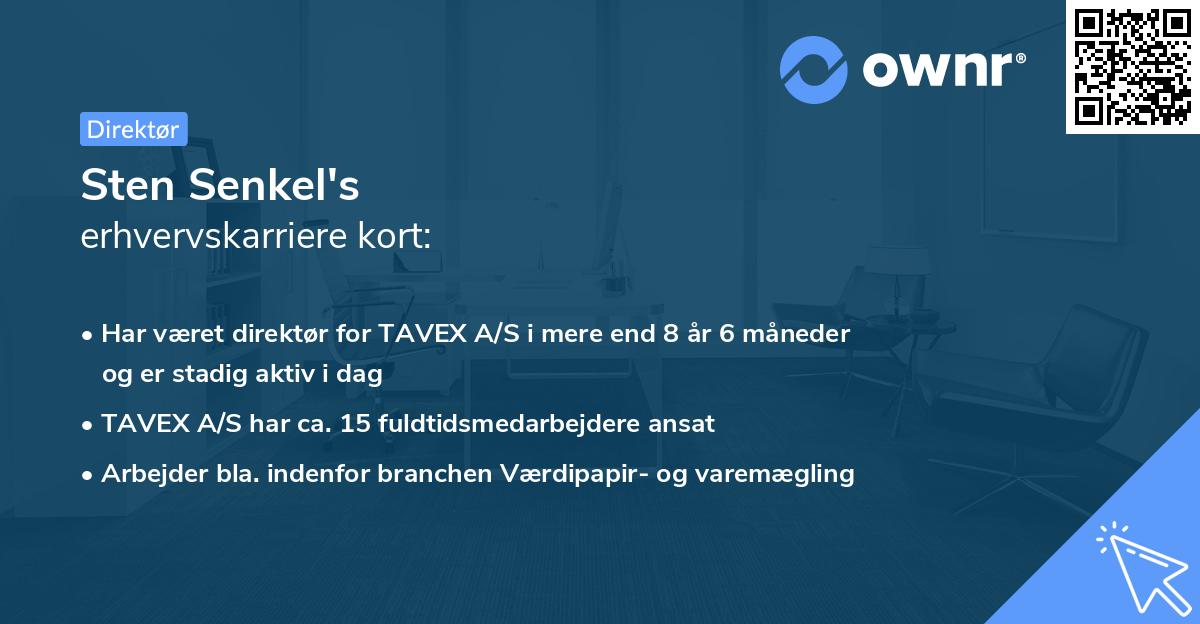 Sten Senkel's erhvervskarriere kort