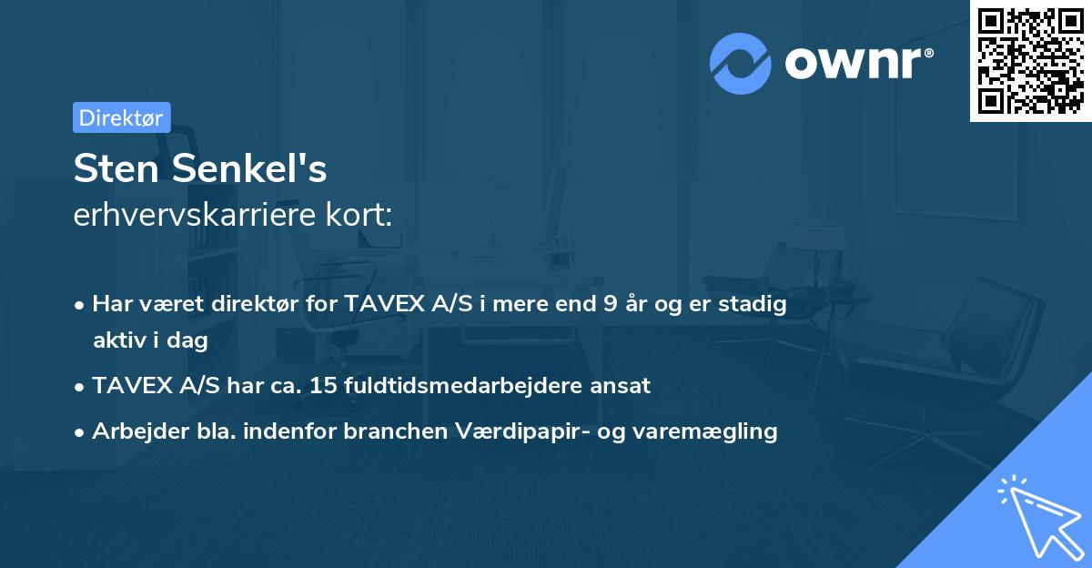 Sten Senkel's erhvervskarriere kort