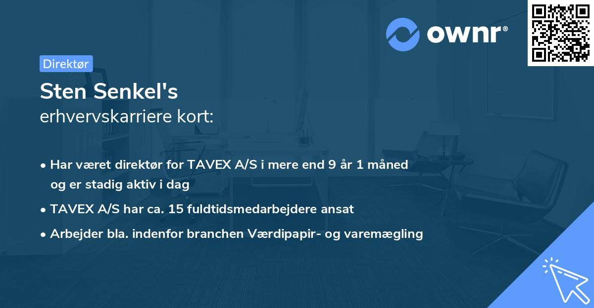 Sten Senkel's erhvervskarriere kort