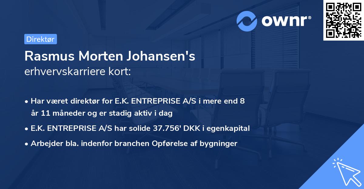 Rasmus Morten Johansen's erhvervskarriere kort