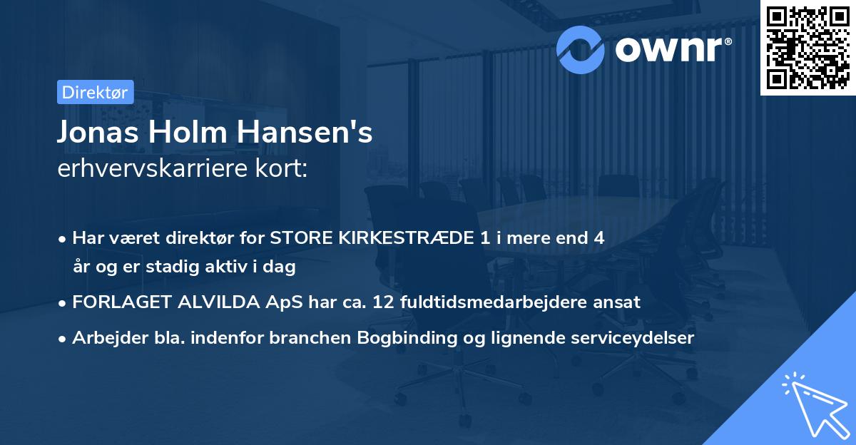 Jonas Holm Hansen's erhvervskarriere kort