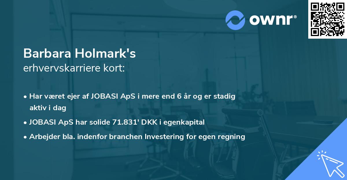 Barbara Holmark's erhvervskarriere kort