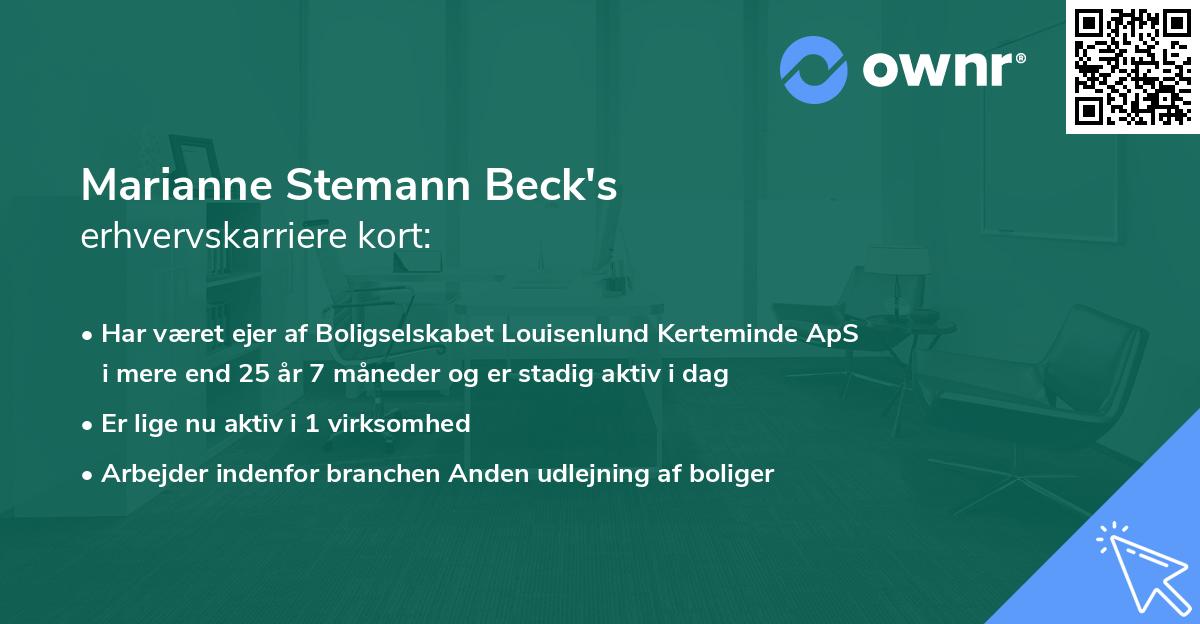 Marianne Stemann Beck's erhvervskarriere kort