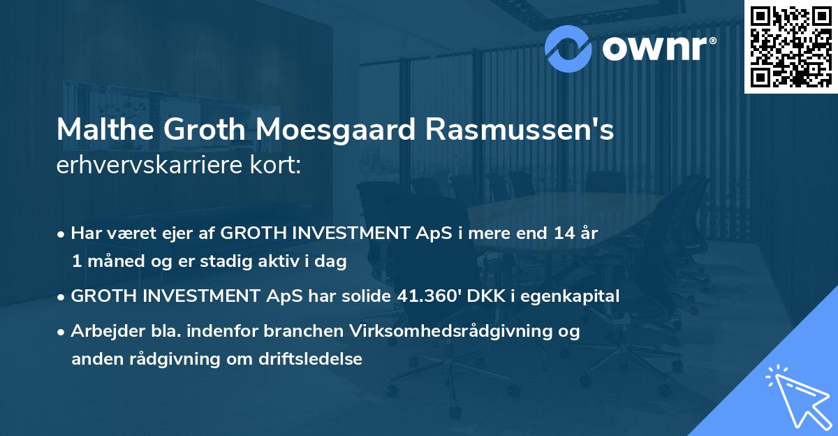 Malthe Groth Moesgaard Rasmussen's erhvervskarriere kort