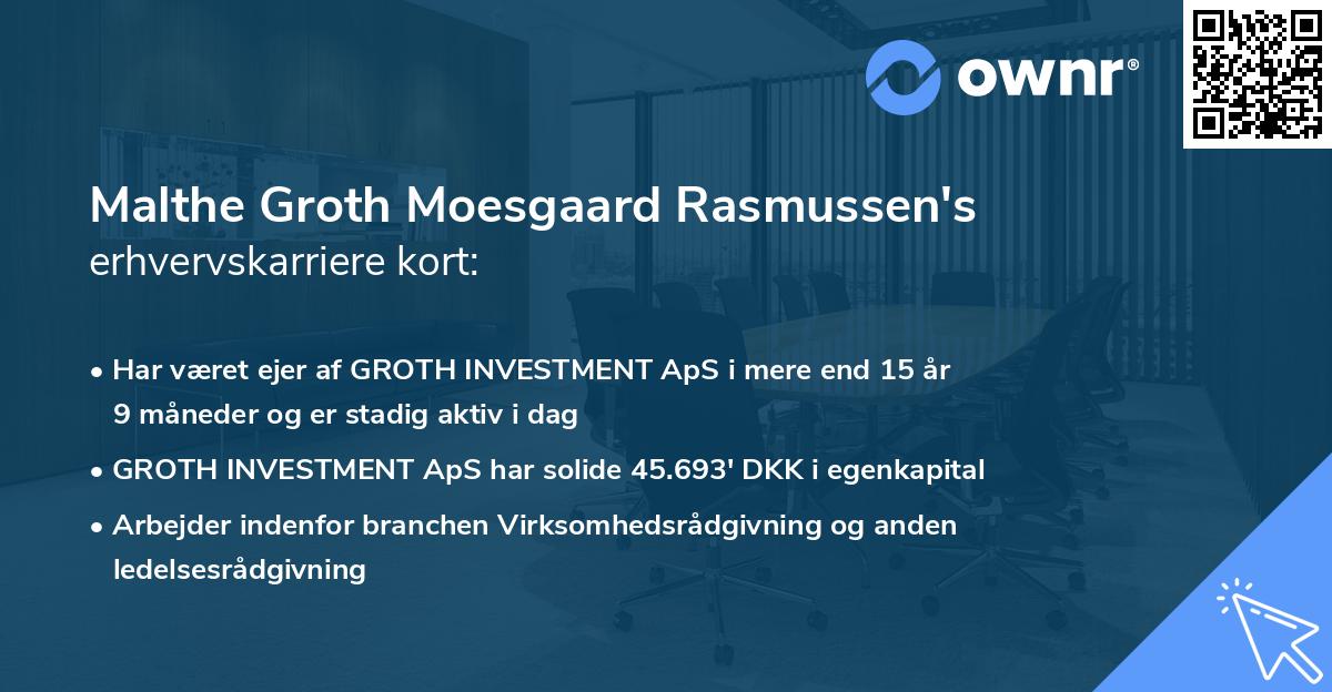 Malthe Groth Moesgaard Rasmussen's erhvervskarriere kort