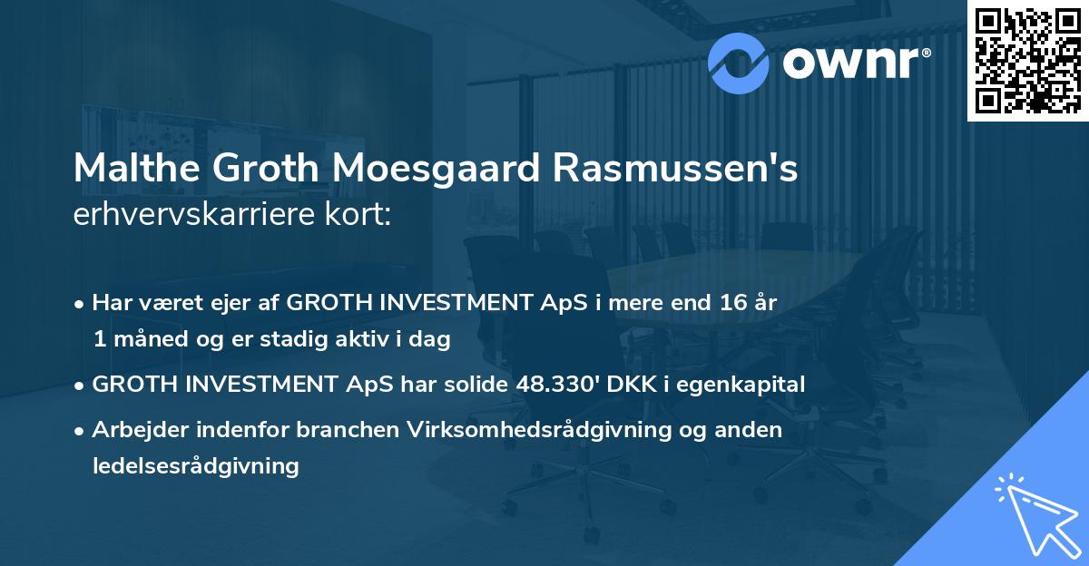 Malthe Groth Moesgaard Rasmussen's erhvervskarriere kort