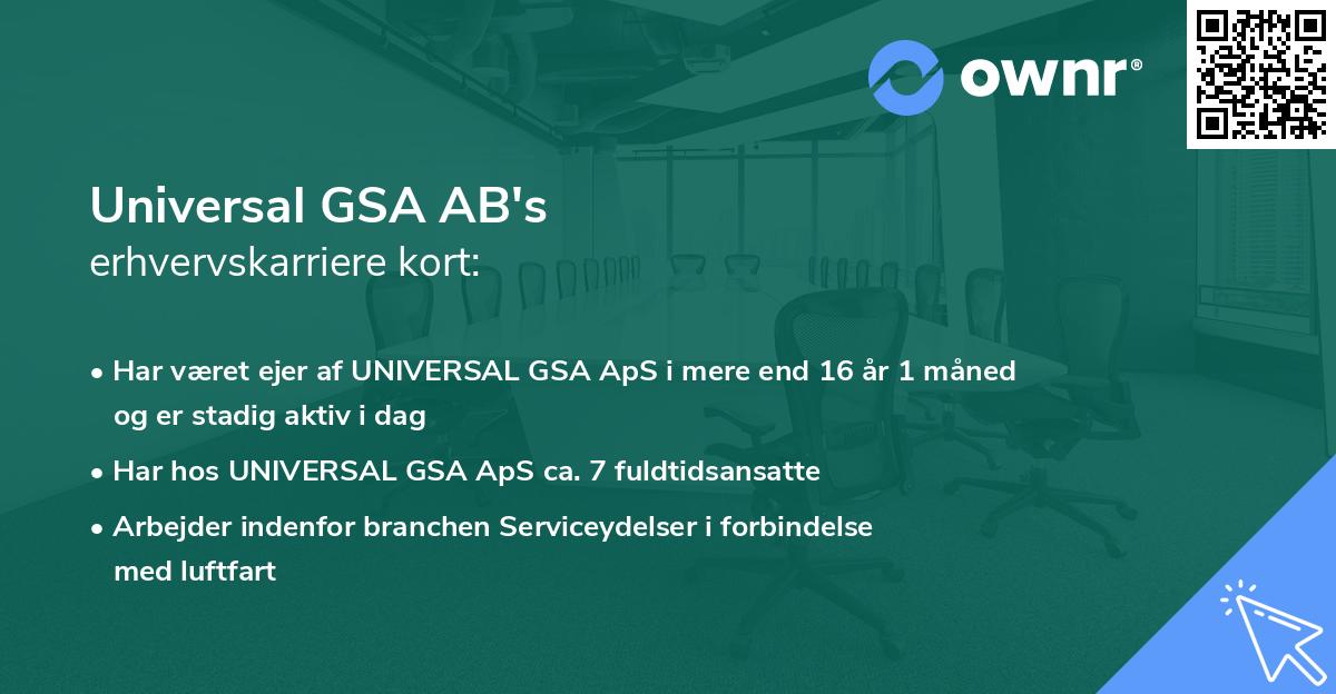 Universal GSA AB's erhvervskarriere kort