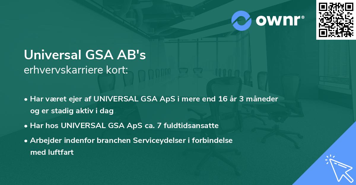 Universal GSA AB's erhvervskarriere kort