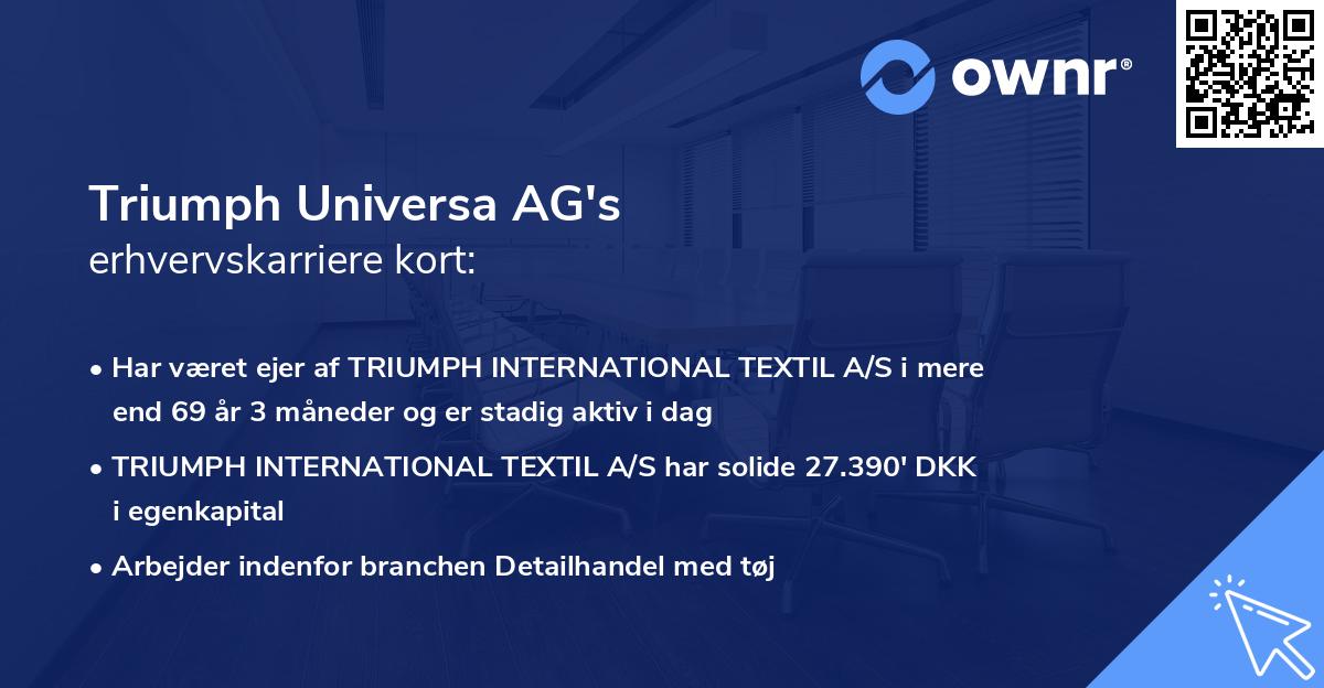 Triumph Universa AG's erhvervskarriere kort