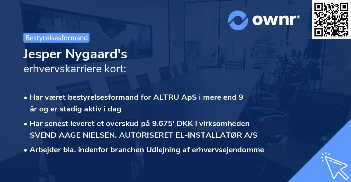Jesper Nygaard's erhvervskarriere kort