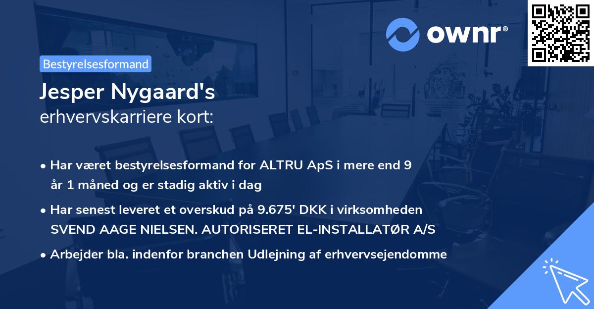 Jesper Nygaard's erhvervskarriere kort