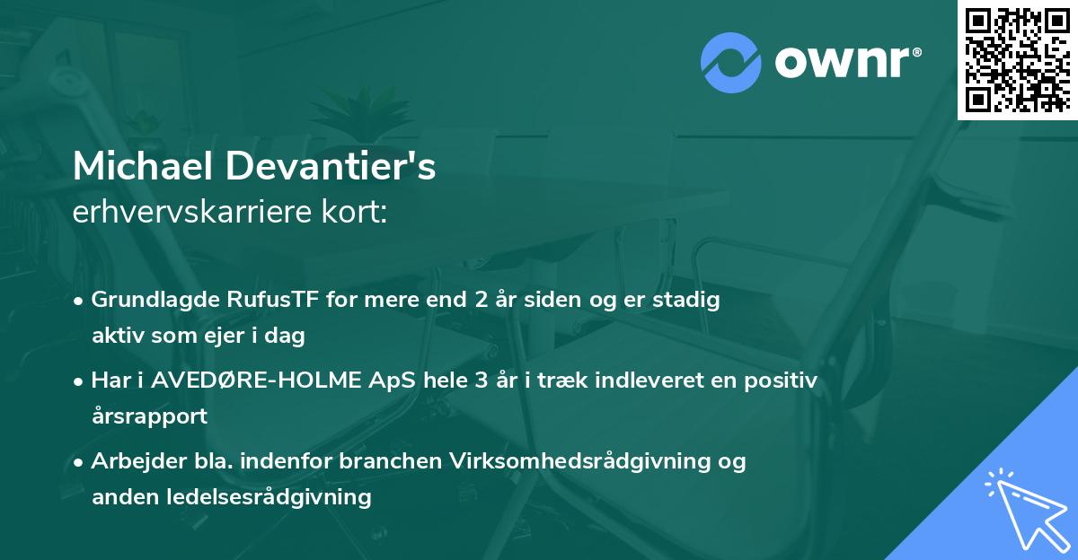 Michael Devantier's erhvervskarriere kort