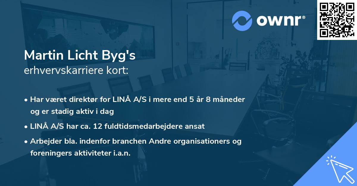 Martin Licht Byg's erhvervskarriere kort