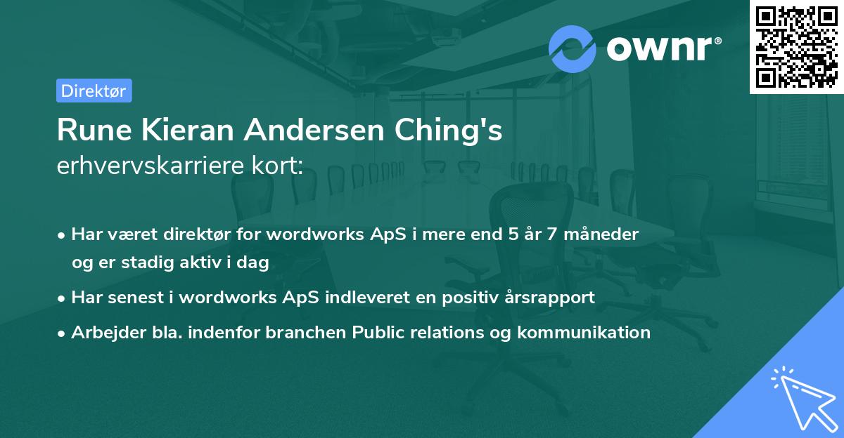 Rune Kieran Andersen Ching's erhvervskarriere kort