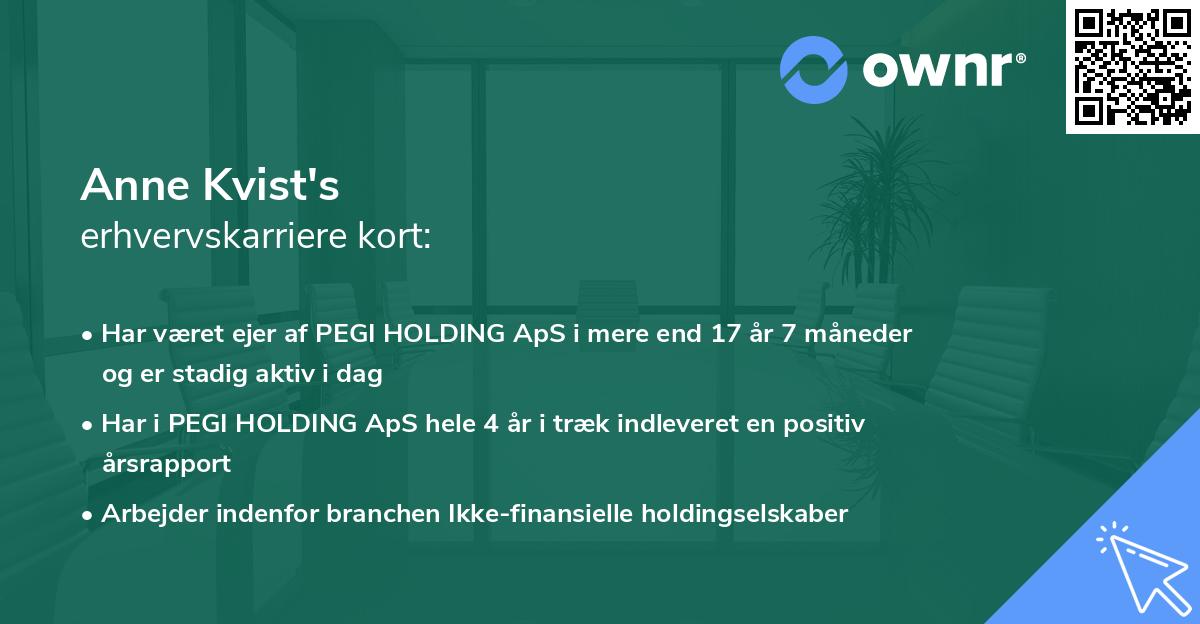 Anne Kvist's erhvervskarriere kort