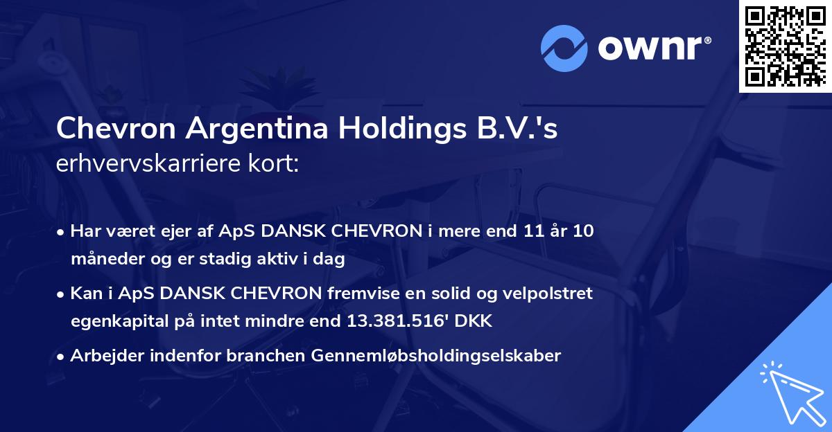 Chevron Argentina Holdings B.V.'s erhvervskarriere kort