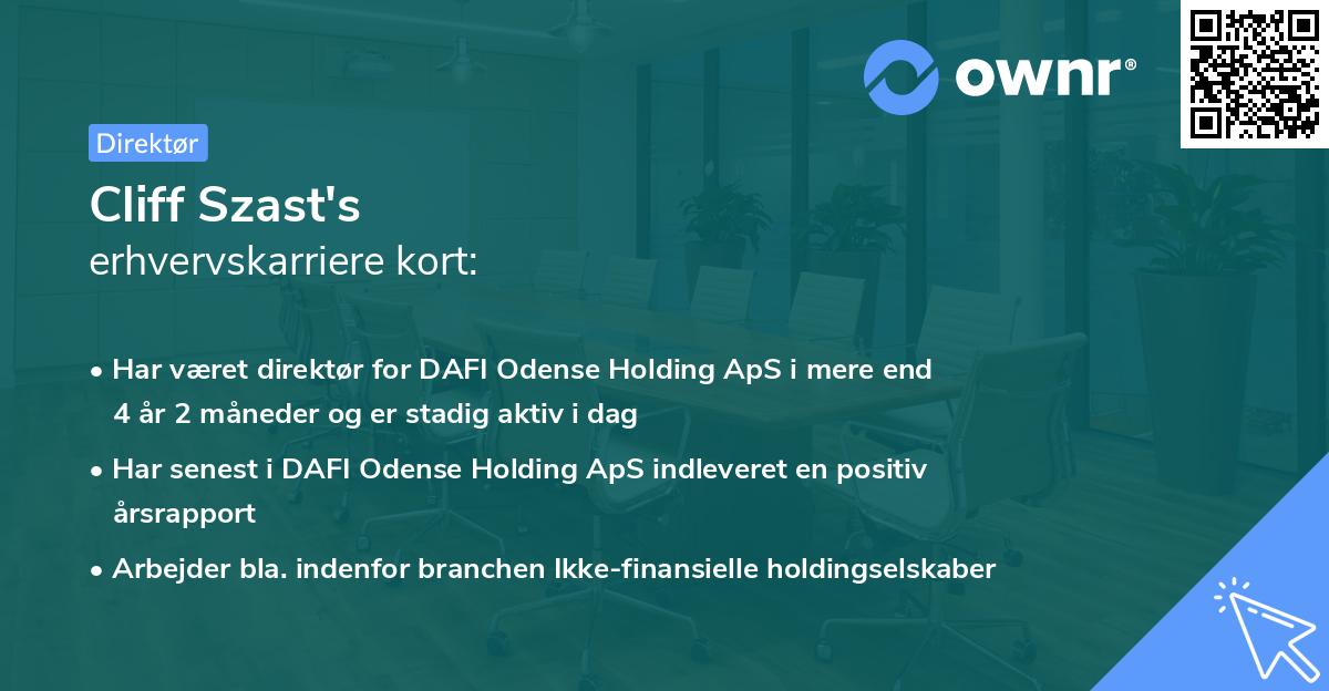 Cliff Szast's erhvervskarriere kort
