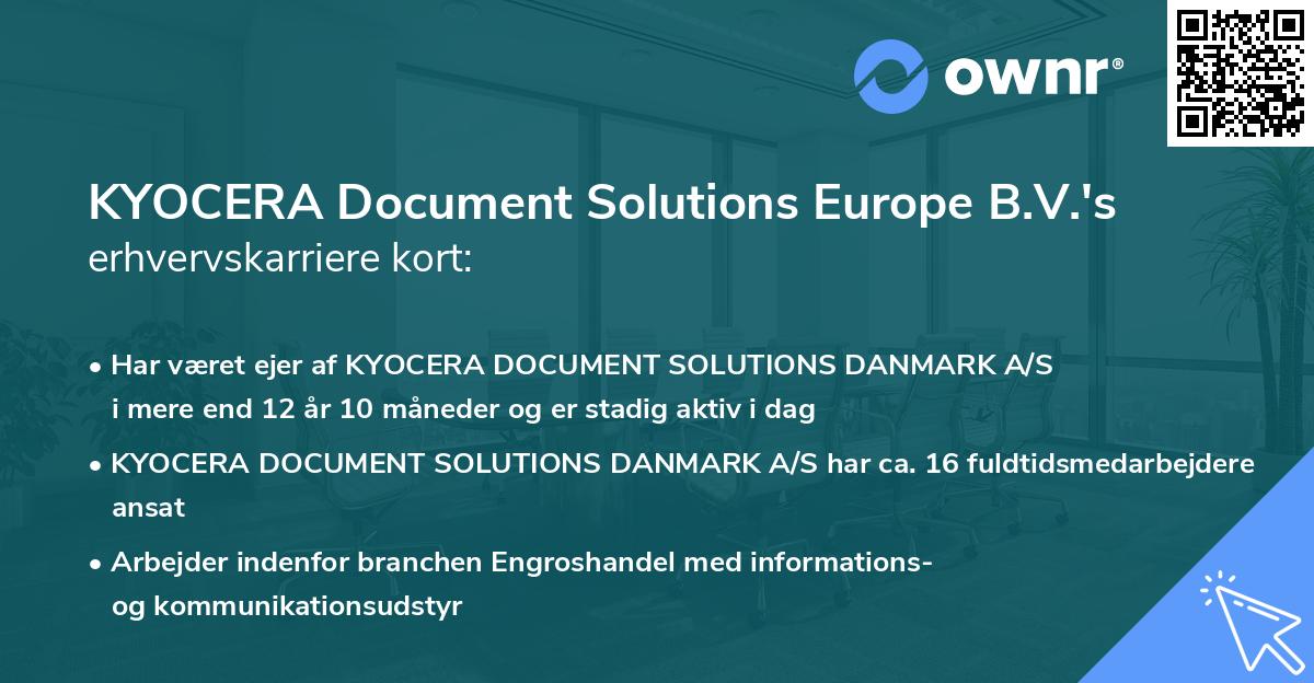 KYOCERA Document Solutions Europe B.V.'s erhvervskarriere kort