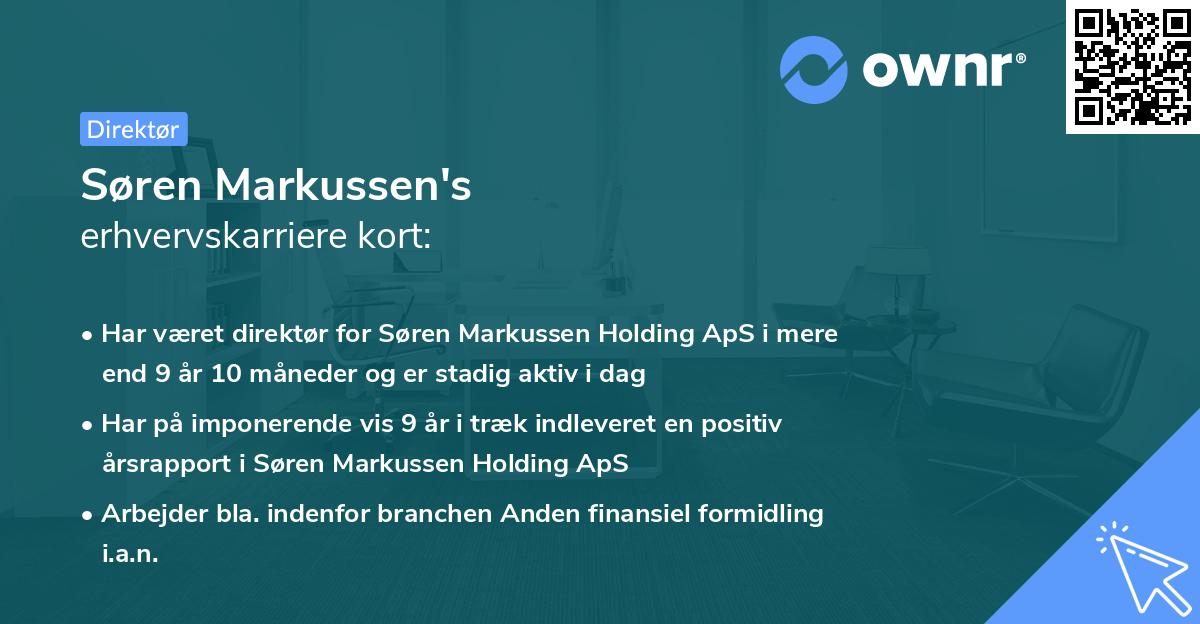 Søren Markussen's erhvervskarriere kort