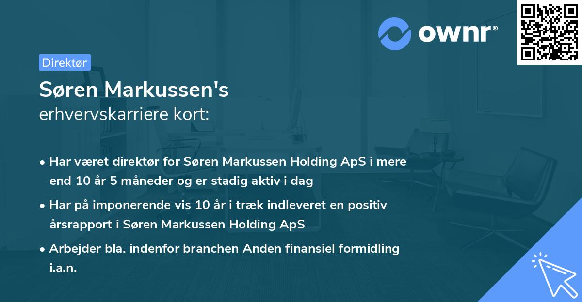 Søren Markussen's erhvervskarriere kort