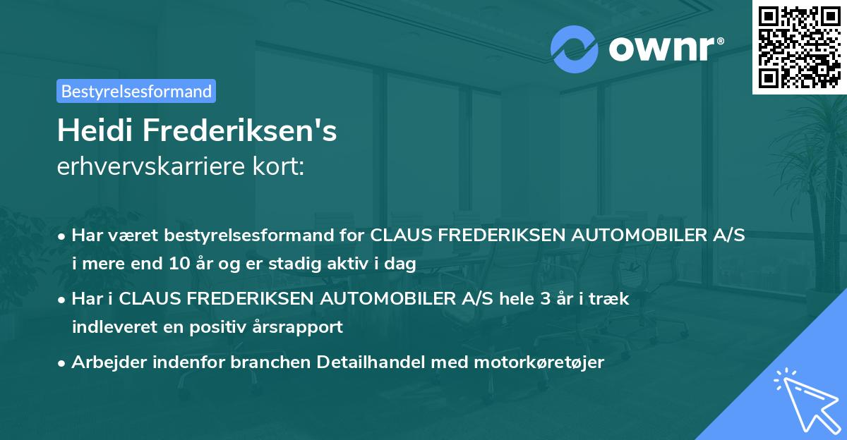 Heidi Frederiksen's erhvervskarriere kort