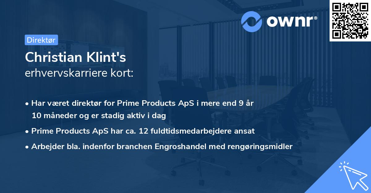 Christian Klint's erhvervskarriere kort