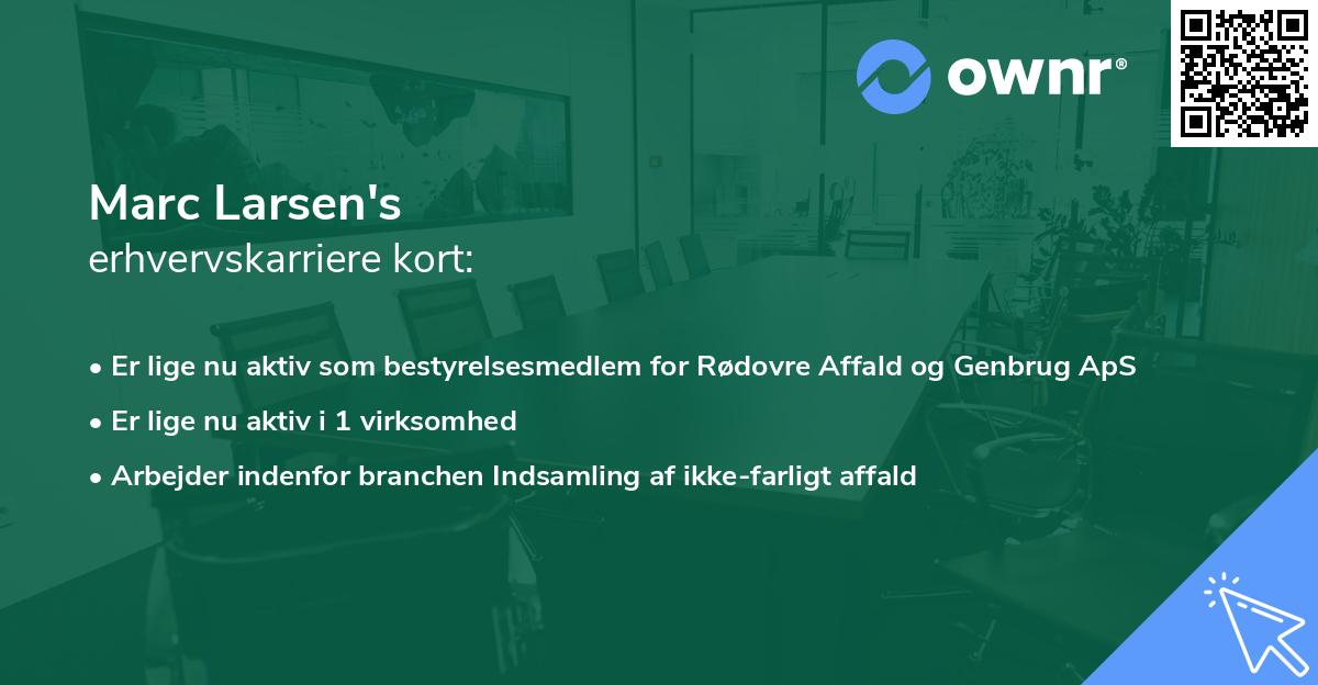 Marc Larsen's erhvervskarriere kort