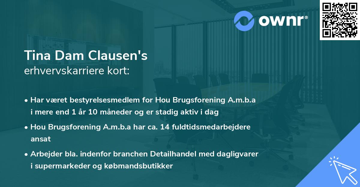 Tina Dam Clausen's erhvervskarriere kort