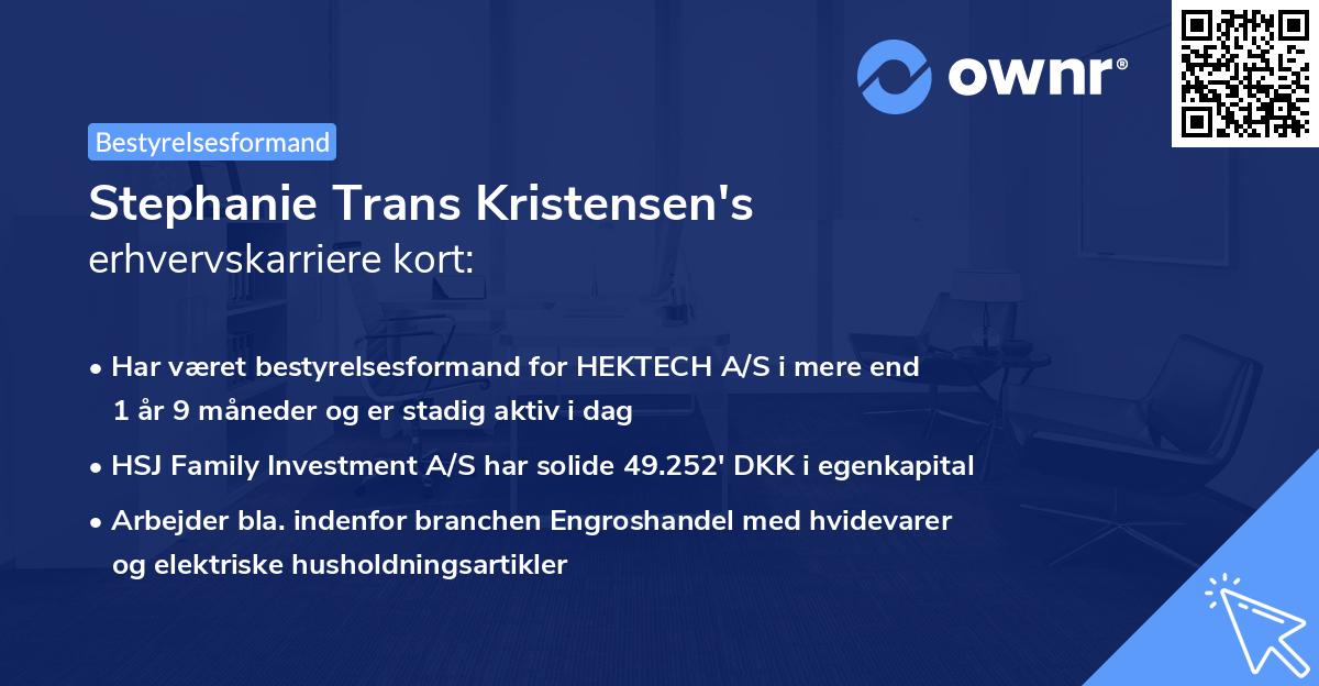 Stephanie Trans Kristensen's erhvervskarriere kort