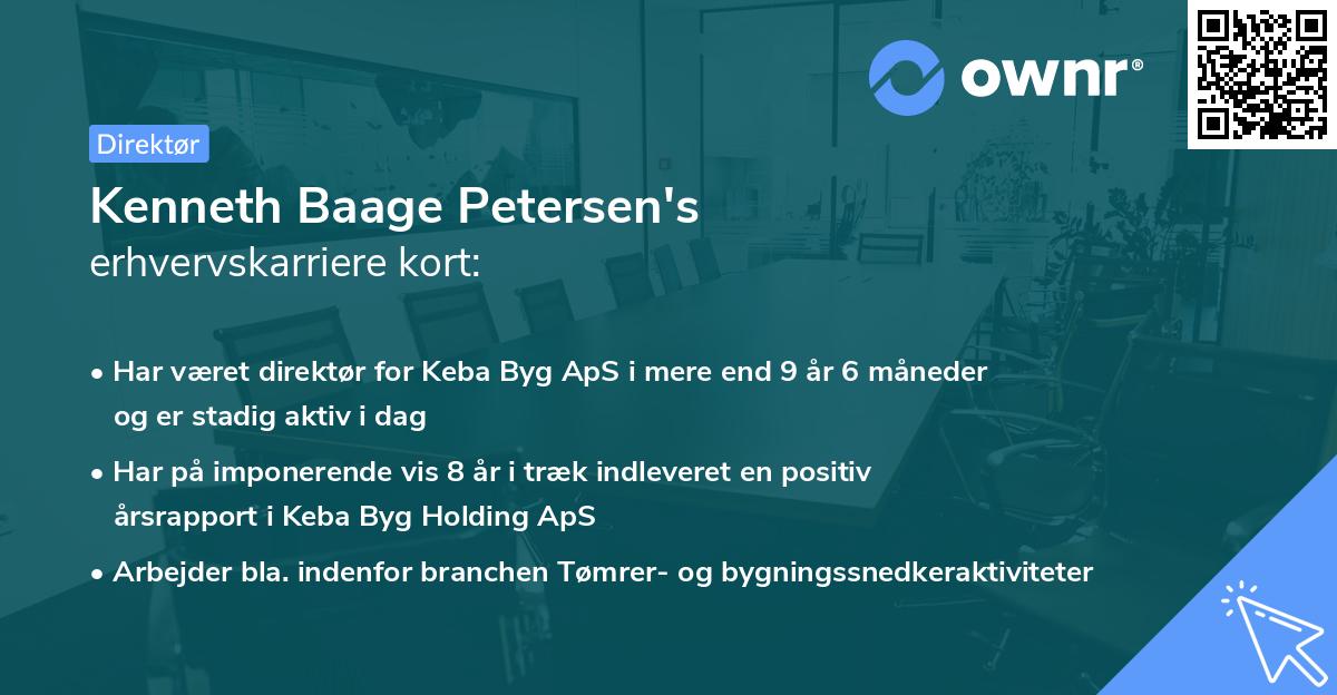 Kenneth Baage Petersen's erhvervskarriere kort