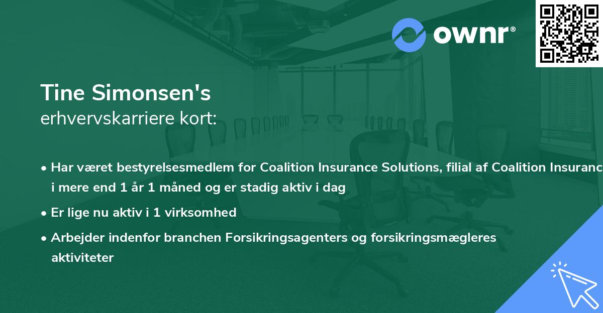 Tine Simonsen's erhvervskarriere kort