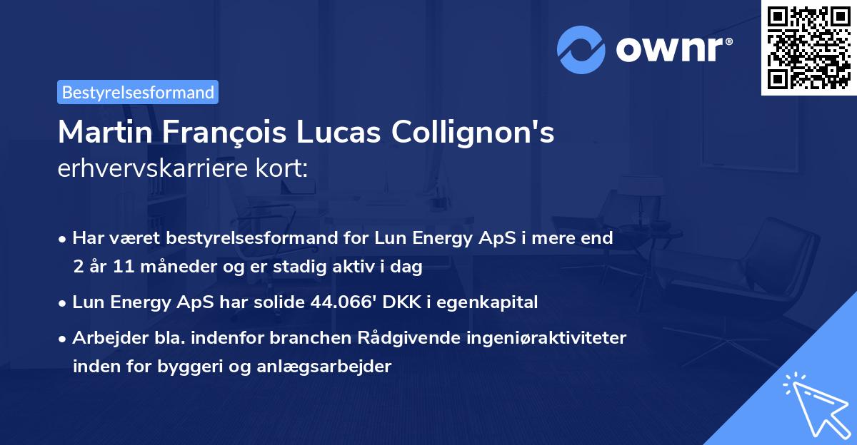 Martin François Lucas Collignon's erhvervskarriere kort