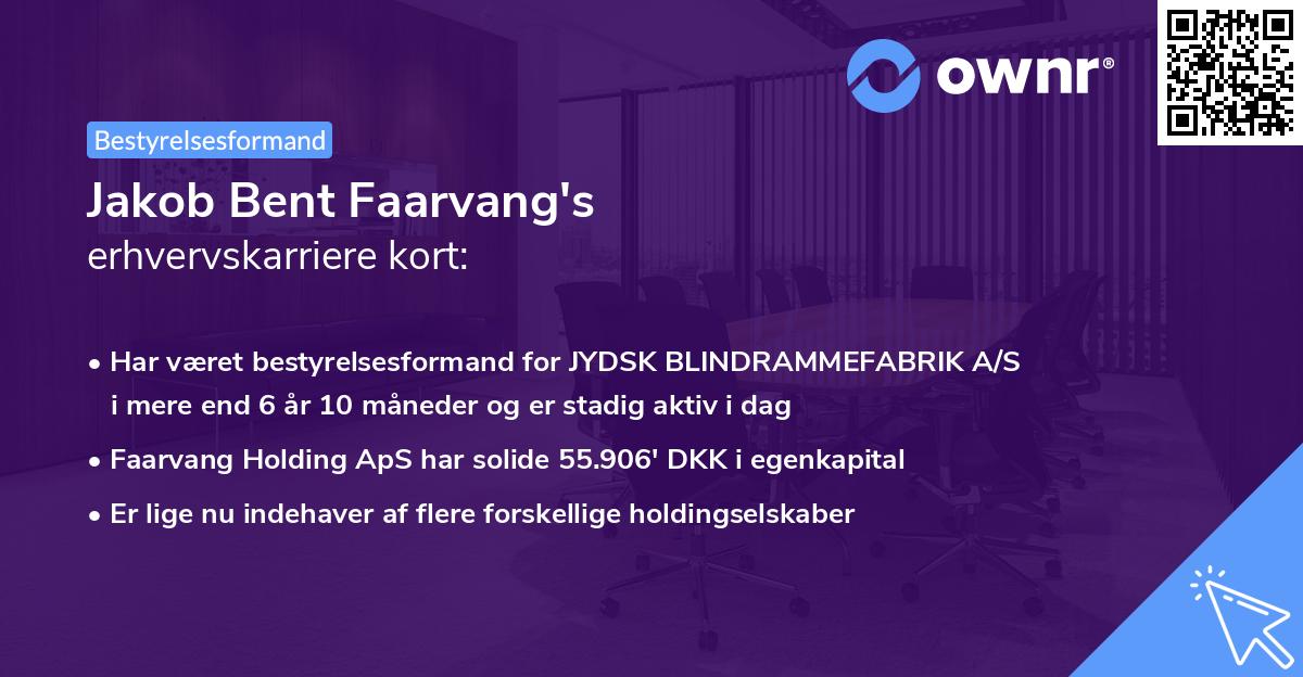 Jakob Bent Faarvang's erhvervskarriere kort