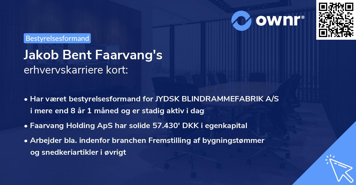 Jakob Bent Faarvang's erhvervskarriere kort
