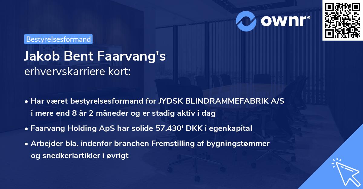 Jakob Bent Faarvang's erhvervskarriere kort