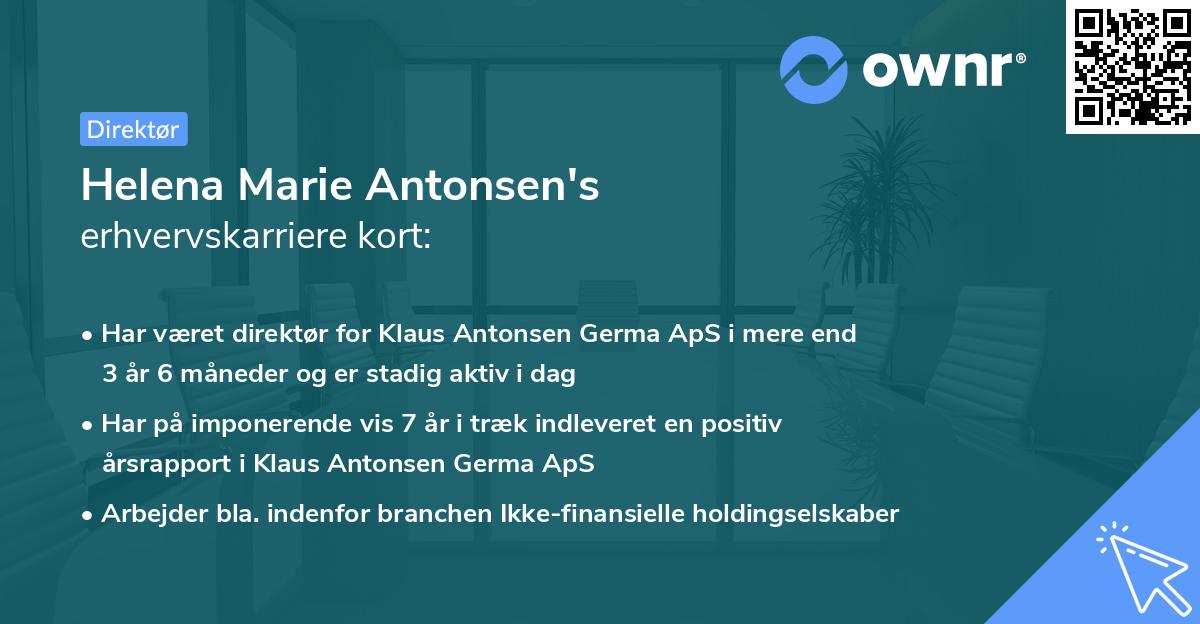 Helena Marie Antonsen's erhvervskarriere kort