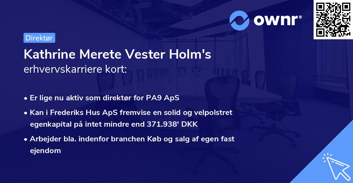 Kathrine Merete Vester Holm's erhvervskarriere kort