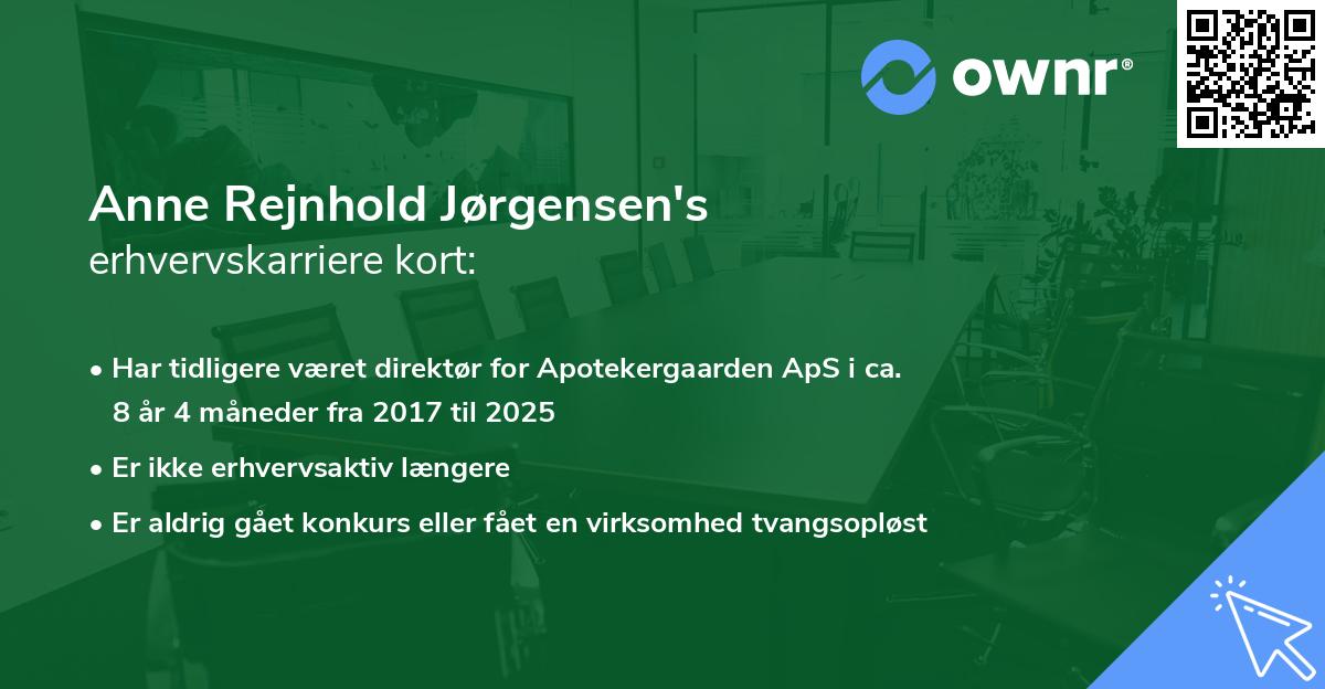 Anne Rejnhold Jørgensen's erhvervskarriere kort