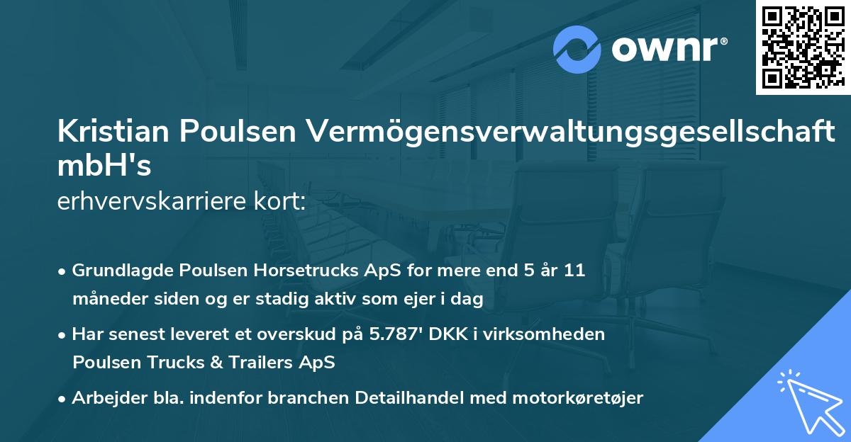 Kristian Poulsen Vermögensverwaltungsgesellschaft mbH's erhvervskarriere kort