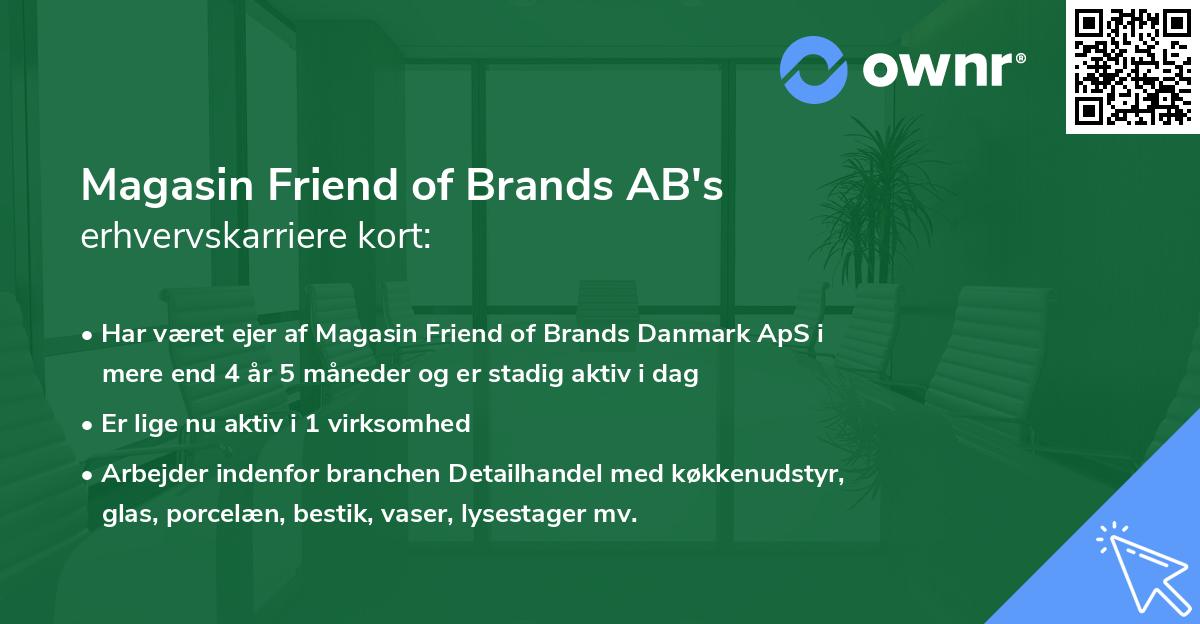 Magasin Friend of Brands AB's erhvervskarriere kort