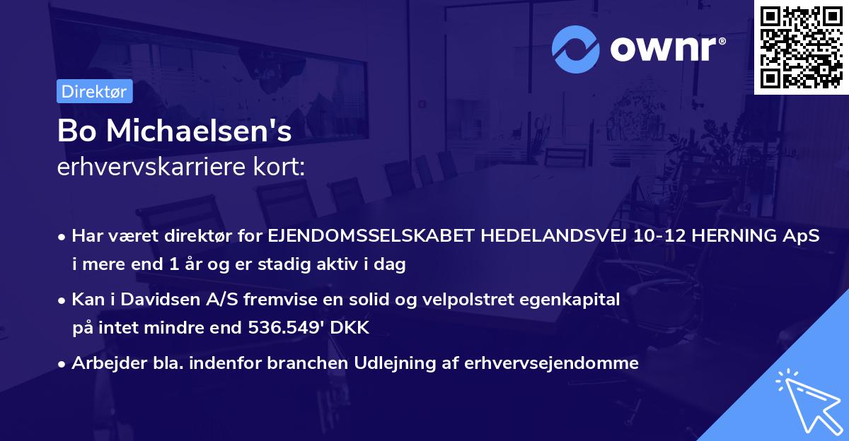 Bo Michaelsen's erhvervskarriere kort